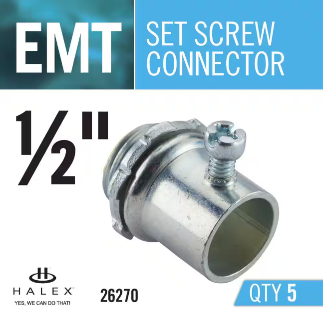 Halex 1/2 in. Electrical Metallic Tube (EMT) Set-Screw Connectors (5-Pack)
