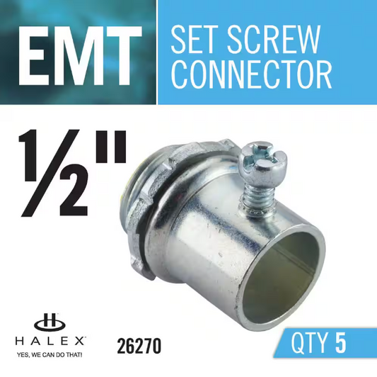 Halex 1/2 in. Electrical Metallic Tube (EMT) Set-Screw Connectors (5-Pack)
