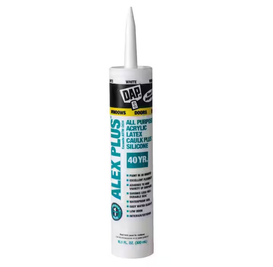DAP Alex Plus 10.1 oz. White Acrylic Latex Caulk Plus Silicone