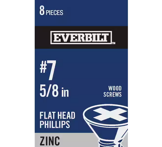 Everbilt #7 x 5/8 in. Zinc Plated Phillips Flat Head Wood Screw (8-Pack)