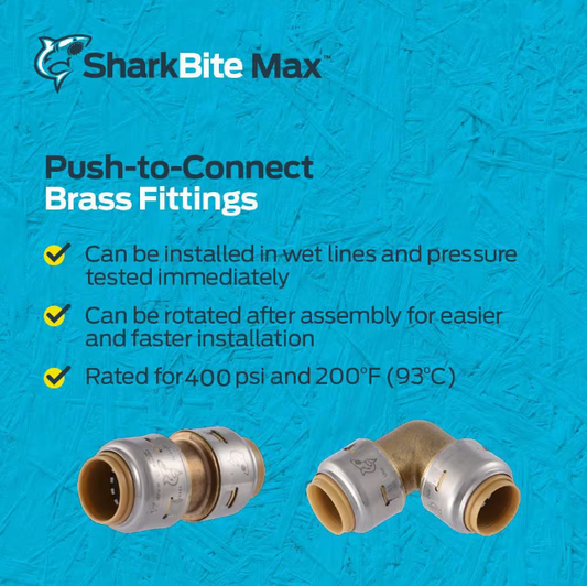 SharkBite Max 1/2 in. Push-to-Connect x 3/4 in. MIP Brass Reducing Adapter Fitting