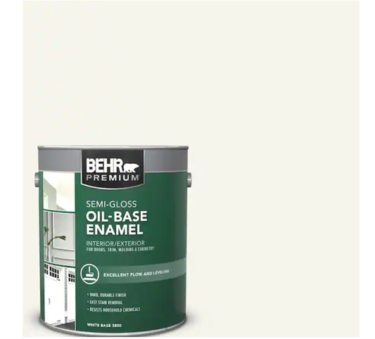 BEHR 1 gal. White Oil-Base Semi-Gloss Enamel Interior/Exterior Paint