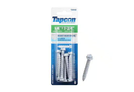 Tapcon 1/4 in. x 1-3/4 in. White Ultrashield Hex-Washer-Head Concrete Anchors (8-Piece)