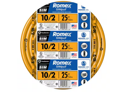 Southwire 25 ft. 10/2 Solid Romex SIMpull CU NM-B W/G Wire