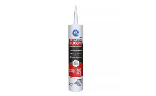 GE Supreme Silicone Caulk 10.1 oz Kitchen and Bath Sealant White