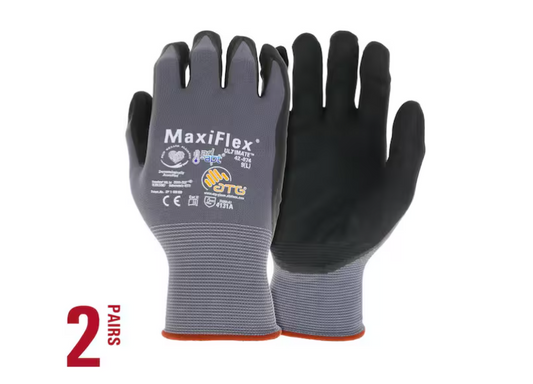 ATG MaxiFlex Ultimate Men's Large Gray Nitrile-Coated Outdoor and Work Gloves with AD-APT Hand Cooling Technology (2-Pack)
