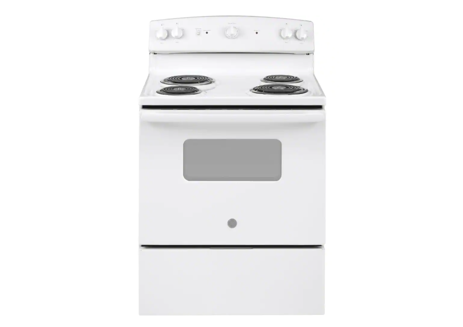 GE 30 in. 4 Burner Element Free-Standing Electric Range in White
