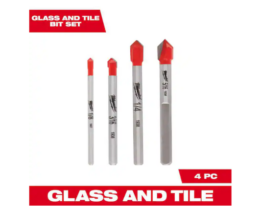 Milwaukee Carbide Glass and Tile Drill Bit Set (4-Pack)