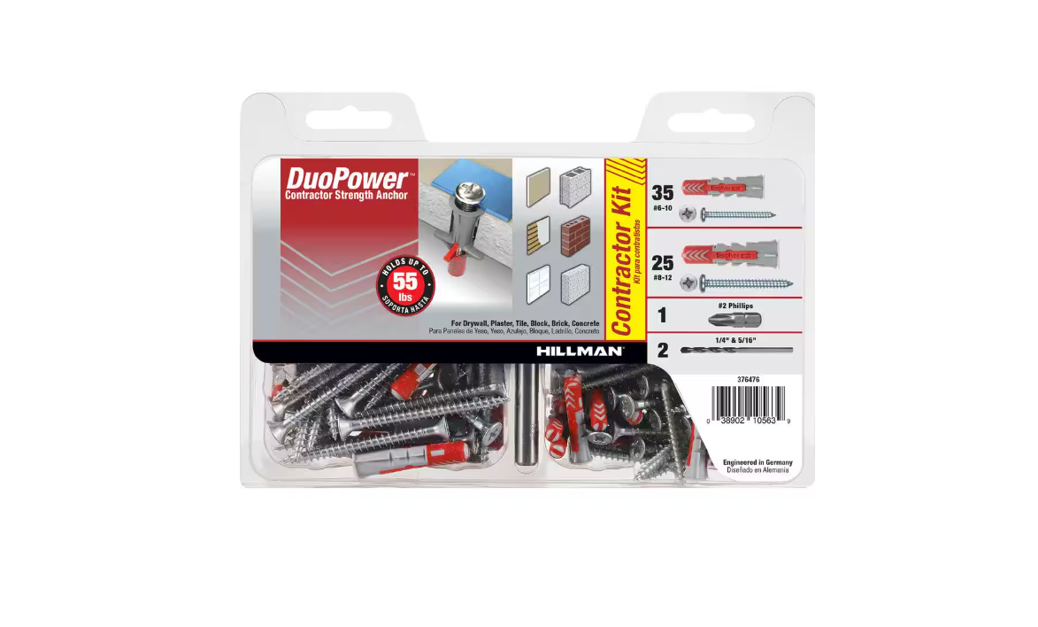 Hillman #6-10 and #10-12 x 1-9/16 in. DuoPower Contractor Strength Anchor Kit (60-Pack)