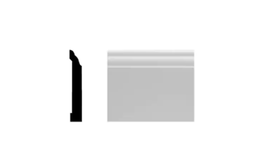 Royal Mouldings 5523 7/16 in. x 3 1/4 in. x 96 in. Colonial Finished PVC White Baseboard Moulding (1-Piece − 8 Total Linear Feet)
