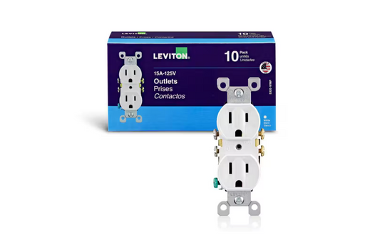 Leviton 15 Amp 125 V Duplex Outlet/Receptacle, White (10-Pack) 5320-WMP