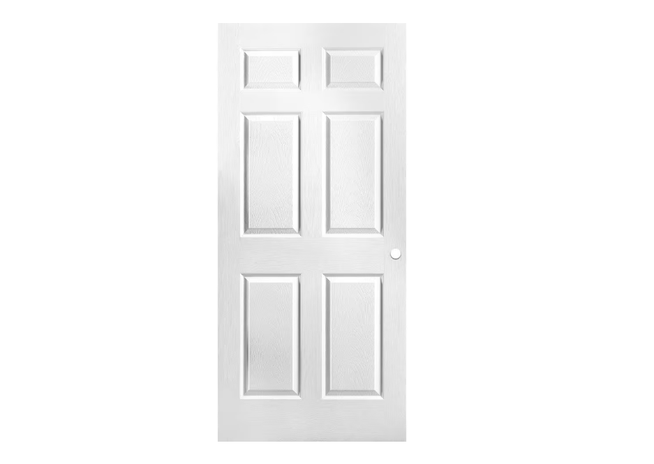 Masonite 36 in. x 80 in. 6 Panel Primed Textured Hollow Core Composite Interior Door Slab with Bore