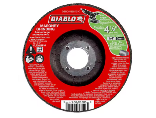 DIABLO 4-1/2 in. x 1/4 in. x 7/8 in. Masonry Grinding Disc with Type 27 Depressed Center