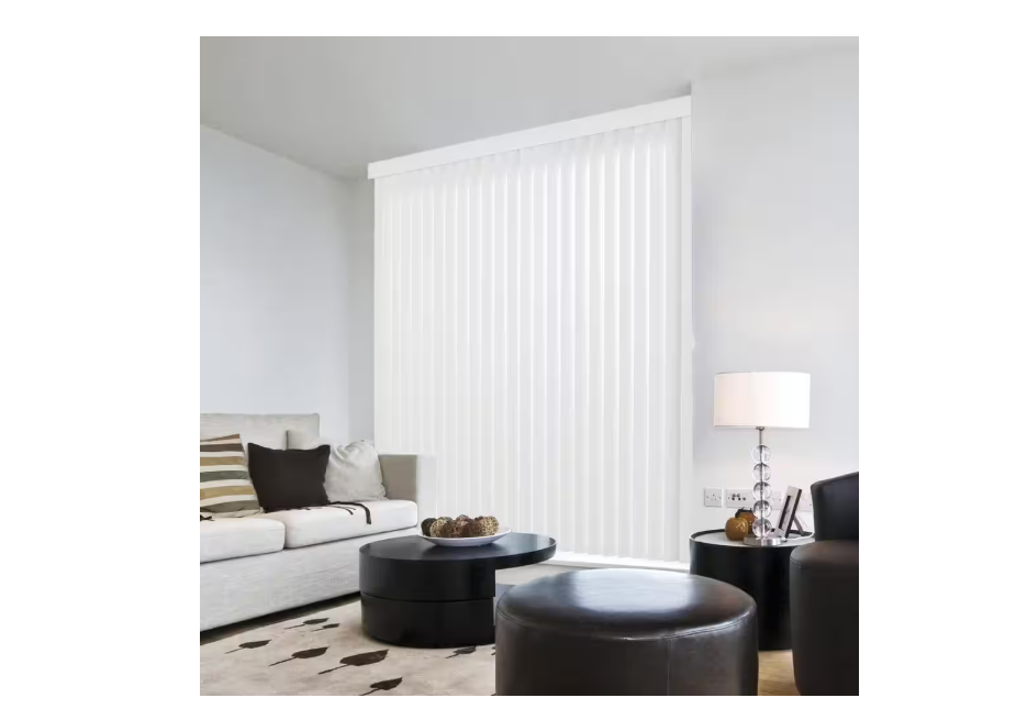 Home Decorators Collection Crown White Cordless Smooth Vertical Louvers (9 Pack) - 3.5 in. W x 84 in. L (Actual Size 3.5 in. W x 82.5 in. L )