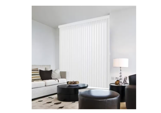 Home Decorators Collection Crown White Cordless Smooth Vertical Louvers (9 Pack) - 3.5 in. W x 84 in. L (Actual Size 3.5 in. W x 82.5 in. L )