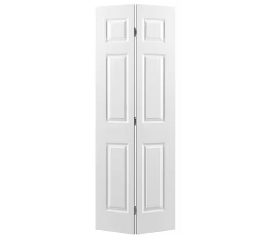 Masonite 30 in. x 80 in. 6 Panel Textured Primed Hollow Core Composite Bi-fold Interior Door