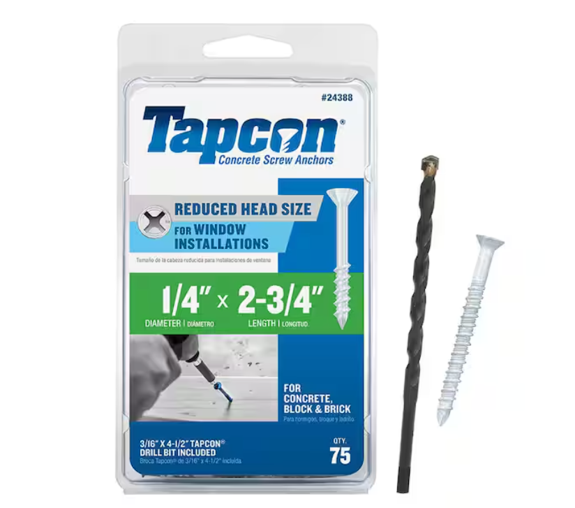 Tapcon 1/4 in. x 2-3/4 in. White Ultrashield Phillips-Flat-Head Concrete Anchors (75-Piece)