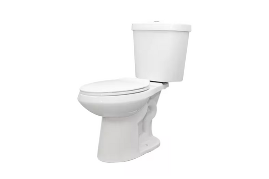 Glacier Bay 12 inch Rough In Two-Piece 1.1 GPF/1.6 GPF Dual Flush Elongated Toilet in White Seat Included