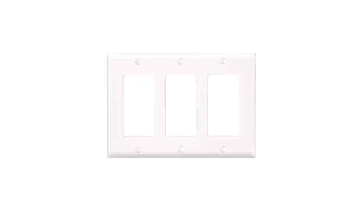 Leviton 3-Gang White Decora/Rocker Plastic Standard Wall Plate (1-Pack) 80411-W