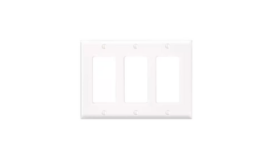 Leviton 3-Gang White Decora/Rocker Plastic Standard Wall Plate (1-Pack) 80411-W
