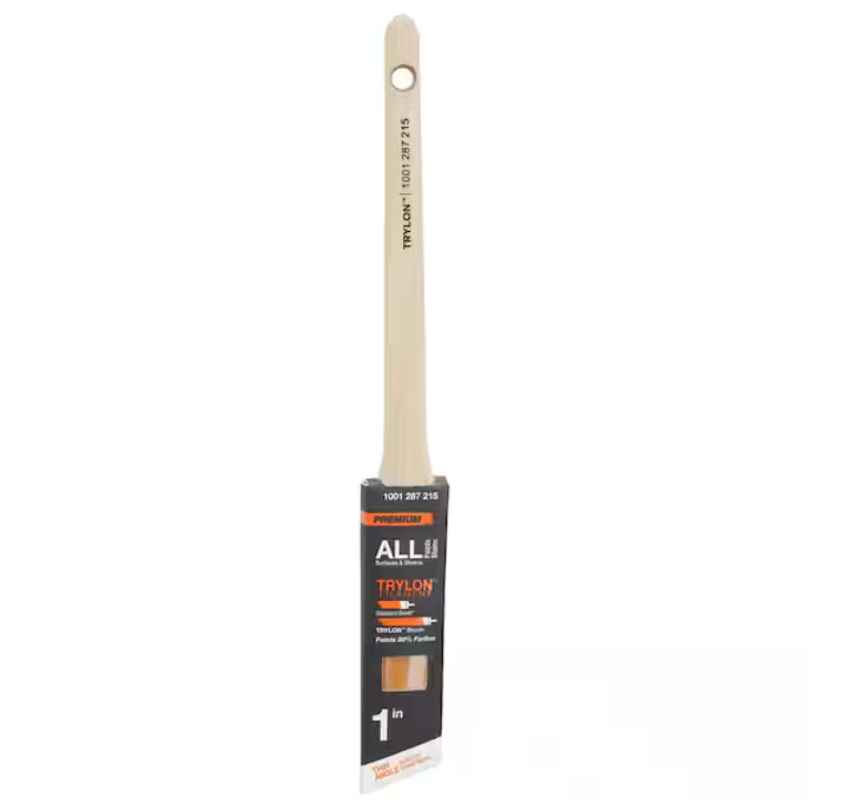 Premium 1 in. Polyester Trylon Thin Angled Sash Paint Brush
