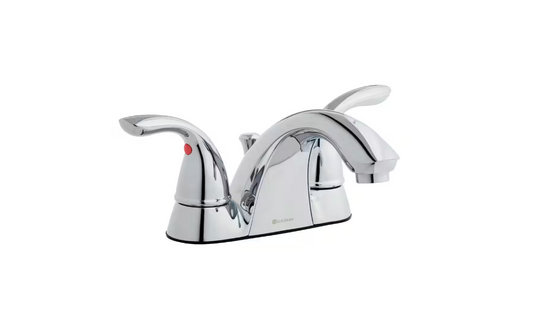 Glacier Bay Builders 4 in. Centerset Double Handle Low-Arc Bathroom Faucet in Chrome