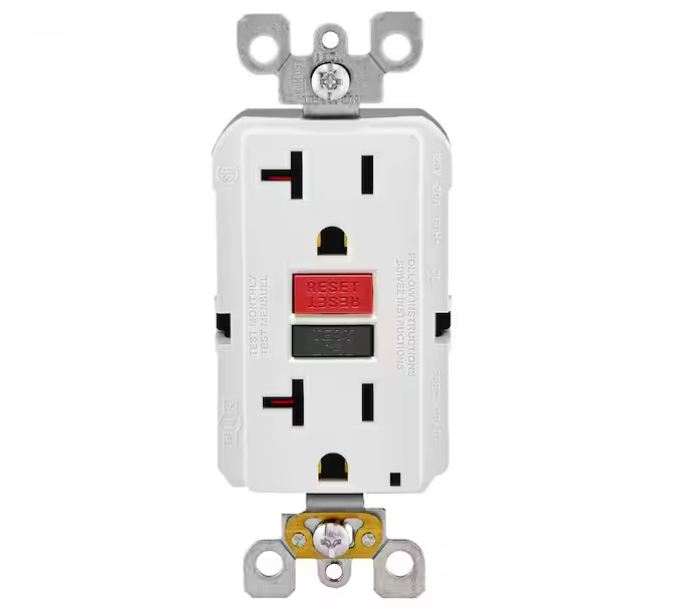 Leviton 20 Amp Self-Test SmartlockPro Slim Duplex GFCI Outlet, White