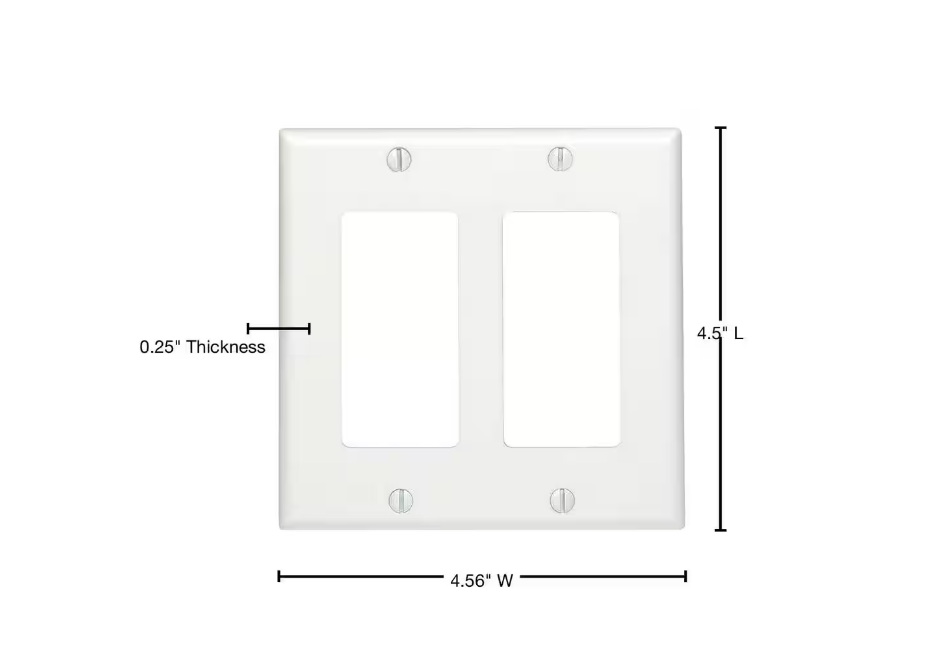 Leviton 2-Gang White Decora/Rocker Plastic Standard Wall Plate (1-Pack) 80409-W