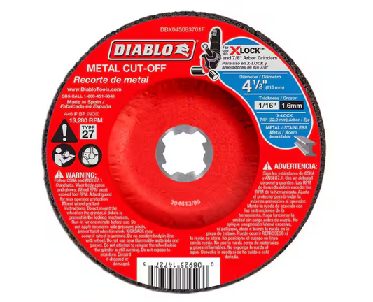 DIABLO 4-1/2 in. Type 27 Metal Cut-Off Disc for X-Lock and All Grinders (Buy 3 Get 2 Free) (5-Pack)
