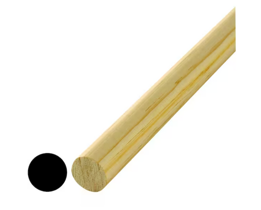 Alexandria Moulding LWM233 1-1/4 in. x 1-1/4 in. Pine Full Round Dowel