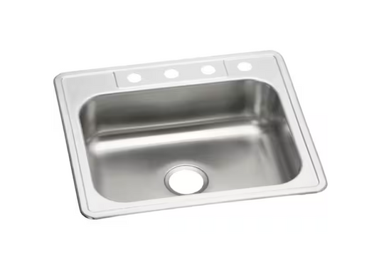 Glacier Bay 25 in. Drop in Single Bowl 22 Gauge Stainless Steel Kitchen Sink