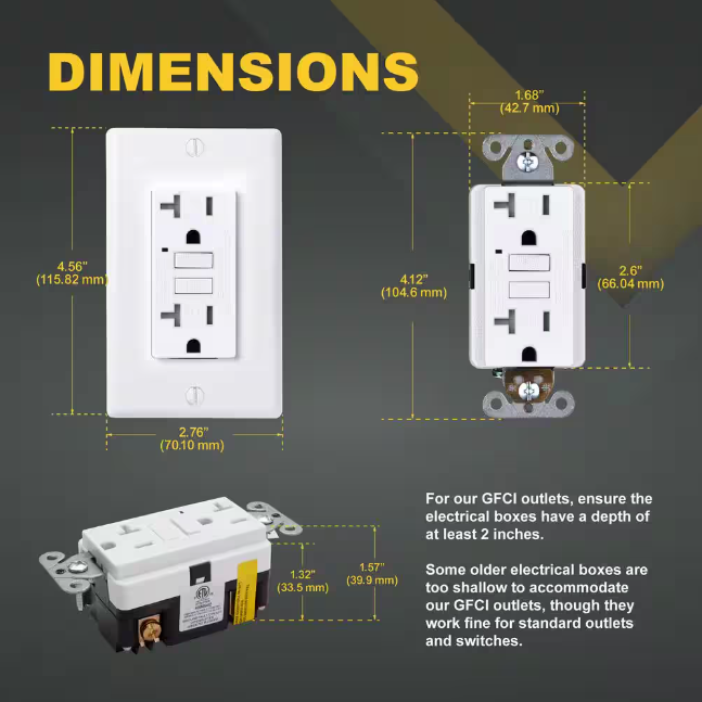 Faith 20-Amp 125-Volt GFCI Duplex Tamper Resistant Outlet, GFI Receptacle with Indicator Light and Wall Plate, White (10-Pack)