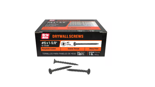 Grip-Rite #6 x 1-5/8 in. #2 Phillips Bugle Head Coarse Thread Drywall Screw 1 lb. Box