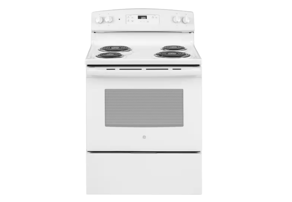 GE 30 in. 4 Burner Element Free-Standing Electric Range in White