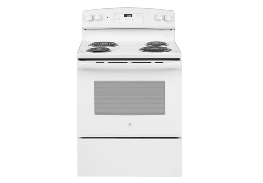 GE 30 in. 4 Burner Element Free-Standing Electric Range in White