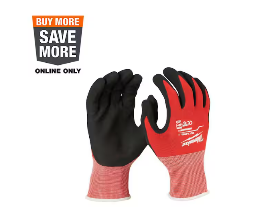 Milwaukee X-Large Red Nitrile Level 1 Cut Resistant Dipped Work Gloves