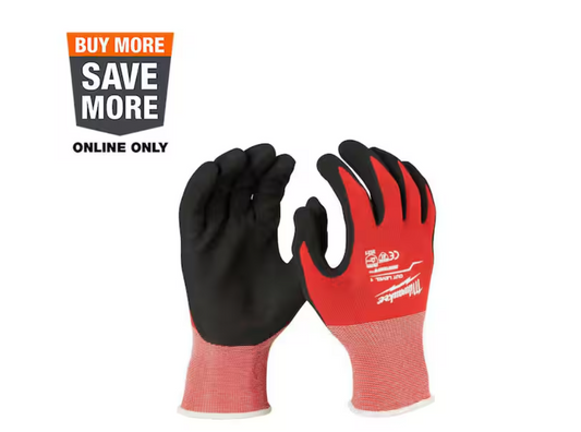 Milwaukee X-Large Red Nitrile Level 1 Cut Resistant Dipped Work Gloves