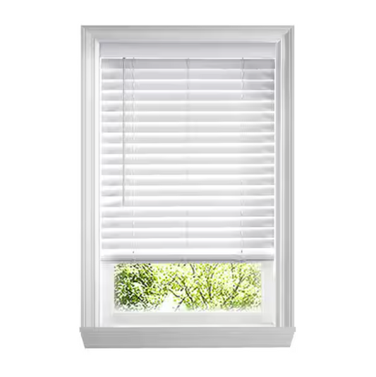 Home Decorators Collection White Cordless Faux Wood Blinds for Windows with 2 in. Slats - 31 in. W x 48 in. L (Actual Size 30.5 in. W x 48 in. L)