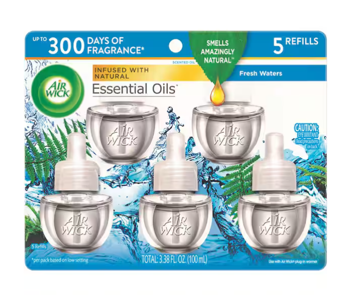 Air Wick 0.67 oz. Fresh Waters Scented Oil Automatic Plug-In Air Freshener Refill (5-Refills)