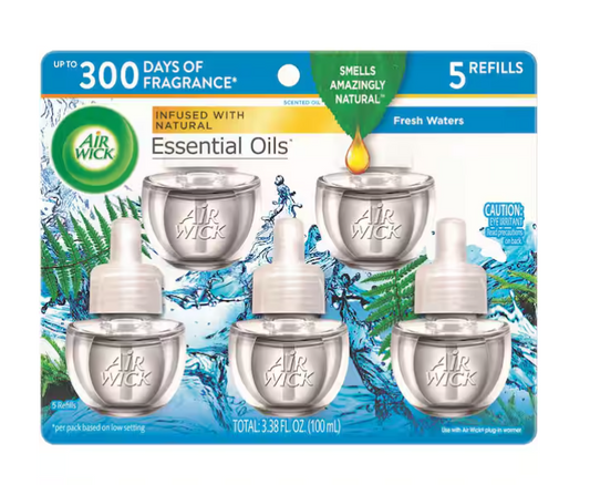 Air Wick 0.67 oz. Fresh Waters Scented Oil Automatic Plug-In Air Freshener Refill (5-Refills)