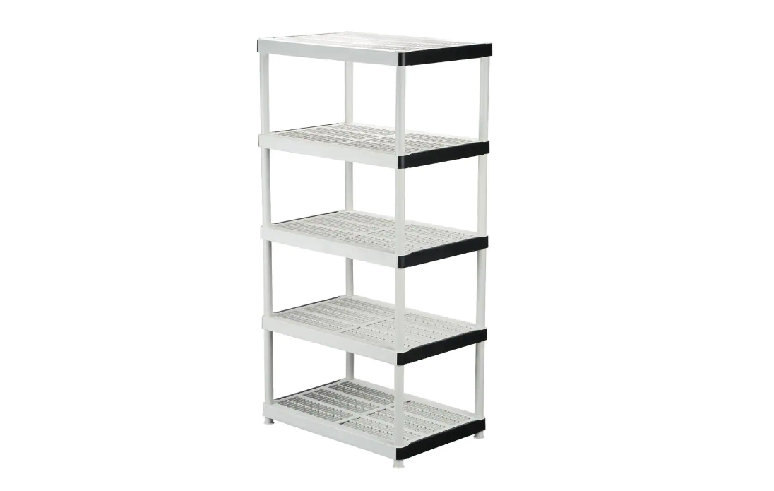 HDX 5-Tier Easy Assembly Multi-purpose Plastic Garage Storage Shelving Unit in Gray (36 in. W x 72 in. H x 24 in. D)