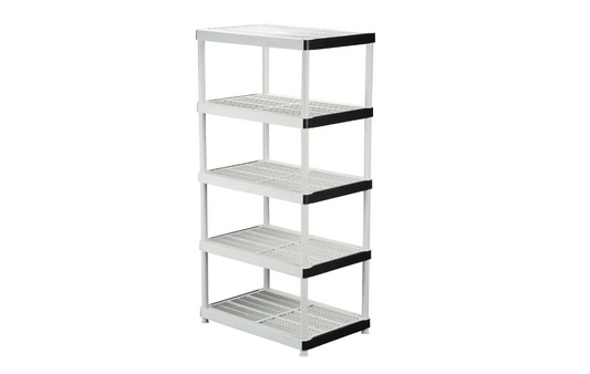 HDX 5-Tier Easy Assembly Multi-purpose Plastic Garage Storage Shelving Unit in Gray (36 in. W x 72 in. H x 24 in. D)