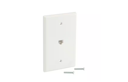Commercial Electric 1-Gang Phone Jack Midsize/Midway Nylon Wall Plate, White