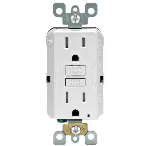 Leviton 15 Amp 125-Volt Duplex SmarTest Self-Test SmartlockPro Tamper Resistant GFCI Outlet, White GFTR1-KW