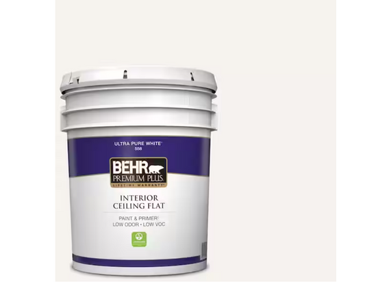 BEHR PREMIUM PLUS 5 gal. Ultra Pure White Ceiling Flat Interior Paint
