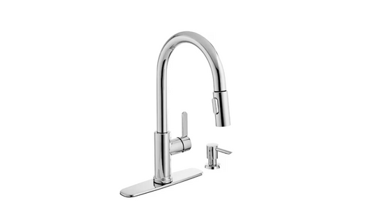 Glacier Bay Paulina Single-Handle Pull-Down Sprayer Kitchen Faucet with TurboSpray, FastMount and Soap Dispenser in Polished Chrome