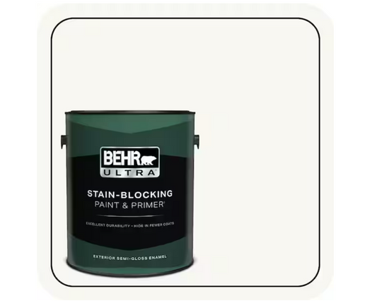 BEHR ULTRA 1 gal. Ultra Pure White Semi-Gloss Enamel Exterior Paint & Primer