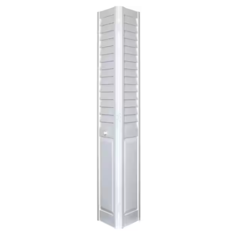 Home Fashion Technologies 24 in. x 80 in. Louver/Panel Hollow Core White Vinyl Composite Interior Bi-fold Door