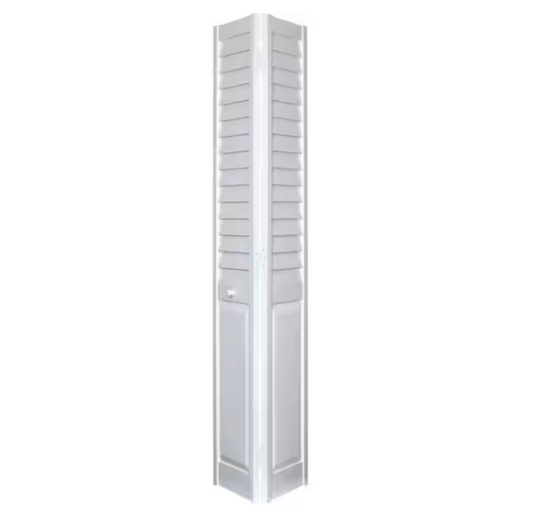 Home Fashion Technologies 24 in. x 80 in. Louver/Panel Hollow Core White Vinyl Composite Interior Bi-fold Door
