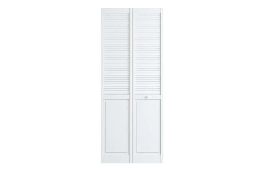 Veranda 36 in. x 80 in. Louver/Panel Solid Core White Wood Interior Closet Bi-fold Door